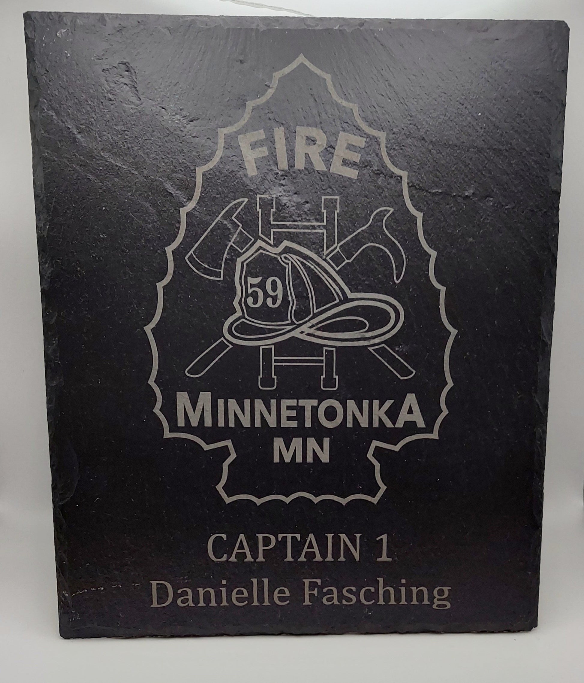 custom laser engraved firefighter retirement plaque