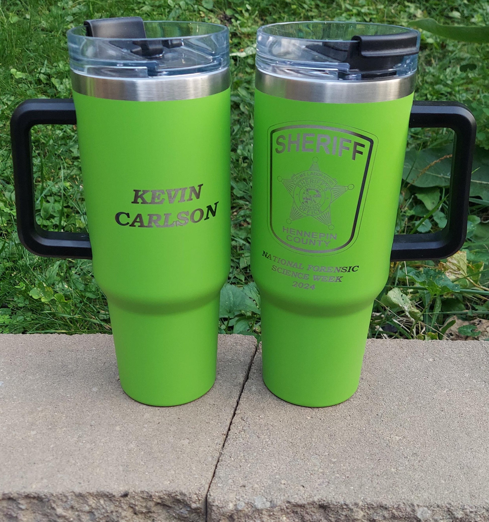 custom laser engraved intrepid brand tumbler 