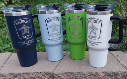 custom laser engraved intrepid brand tumbler 