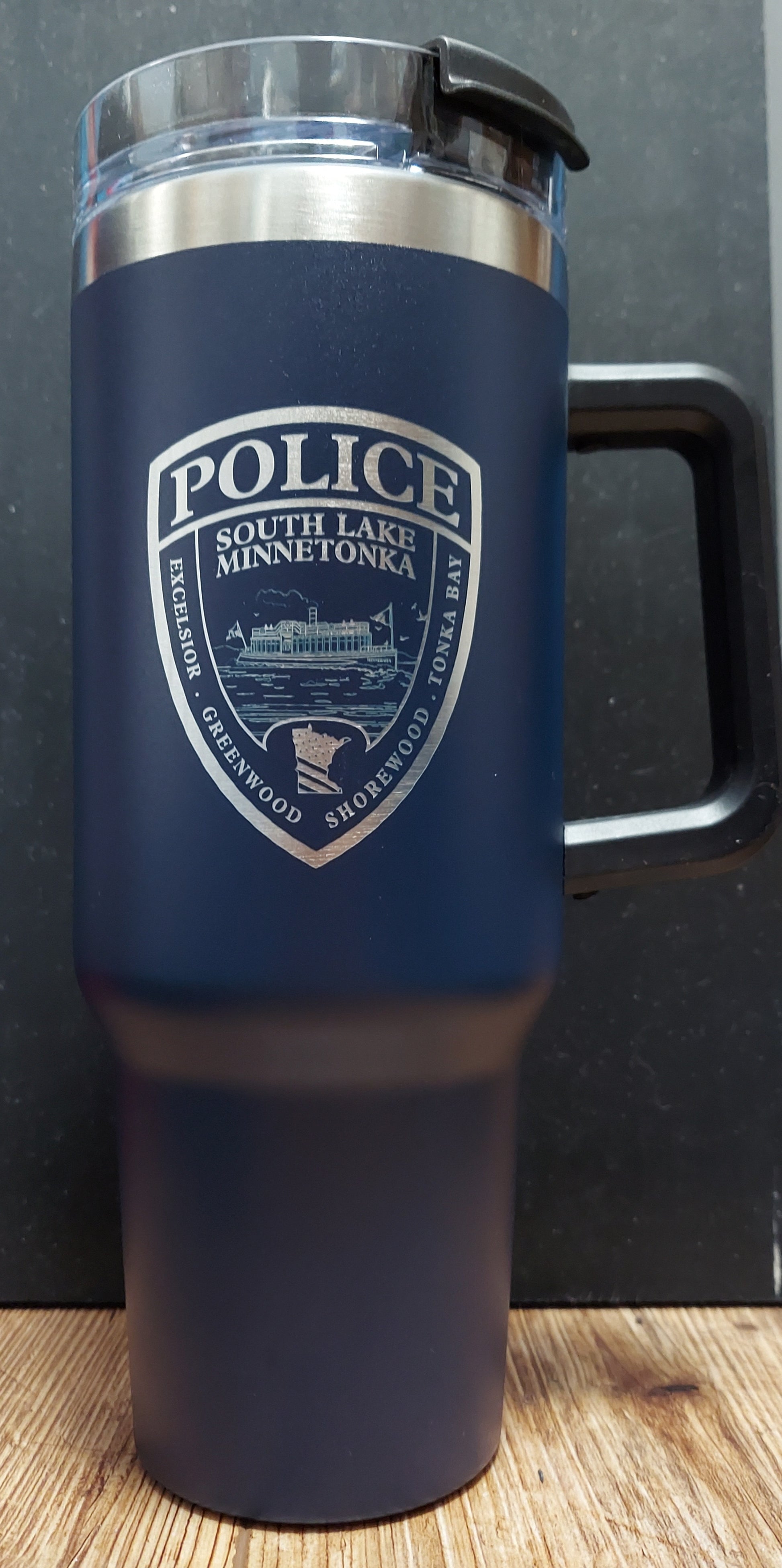 custom laser engraved intrepid brand tumbler 