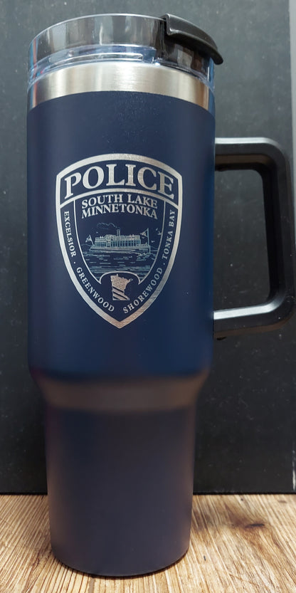 custom laser engraved intrepid brand tumbler 