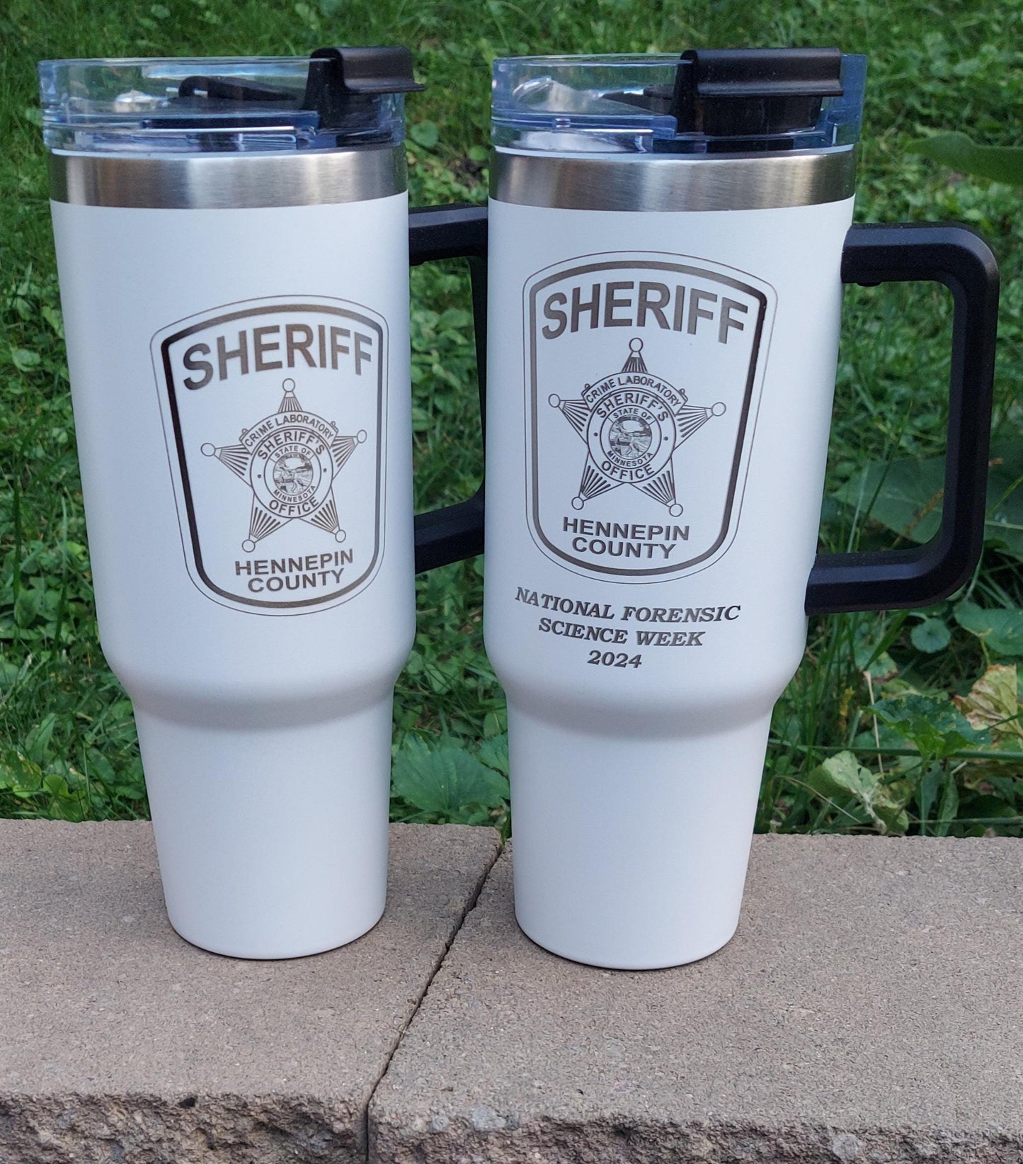 custom laser engraved intrepid brand tumbler 