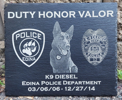custom laser engraved law enforcement k9 memorial plaque 
