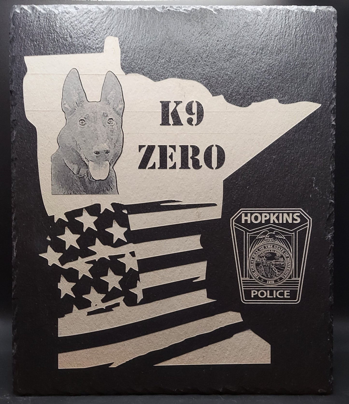 custom laser engraved k9 minnesota plaque