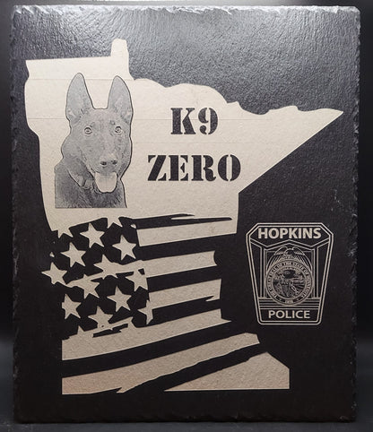 custom laser engraved k9 minnesota plaque
