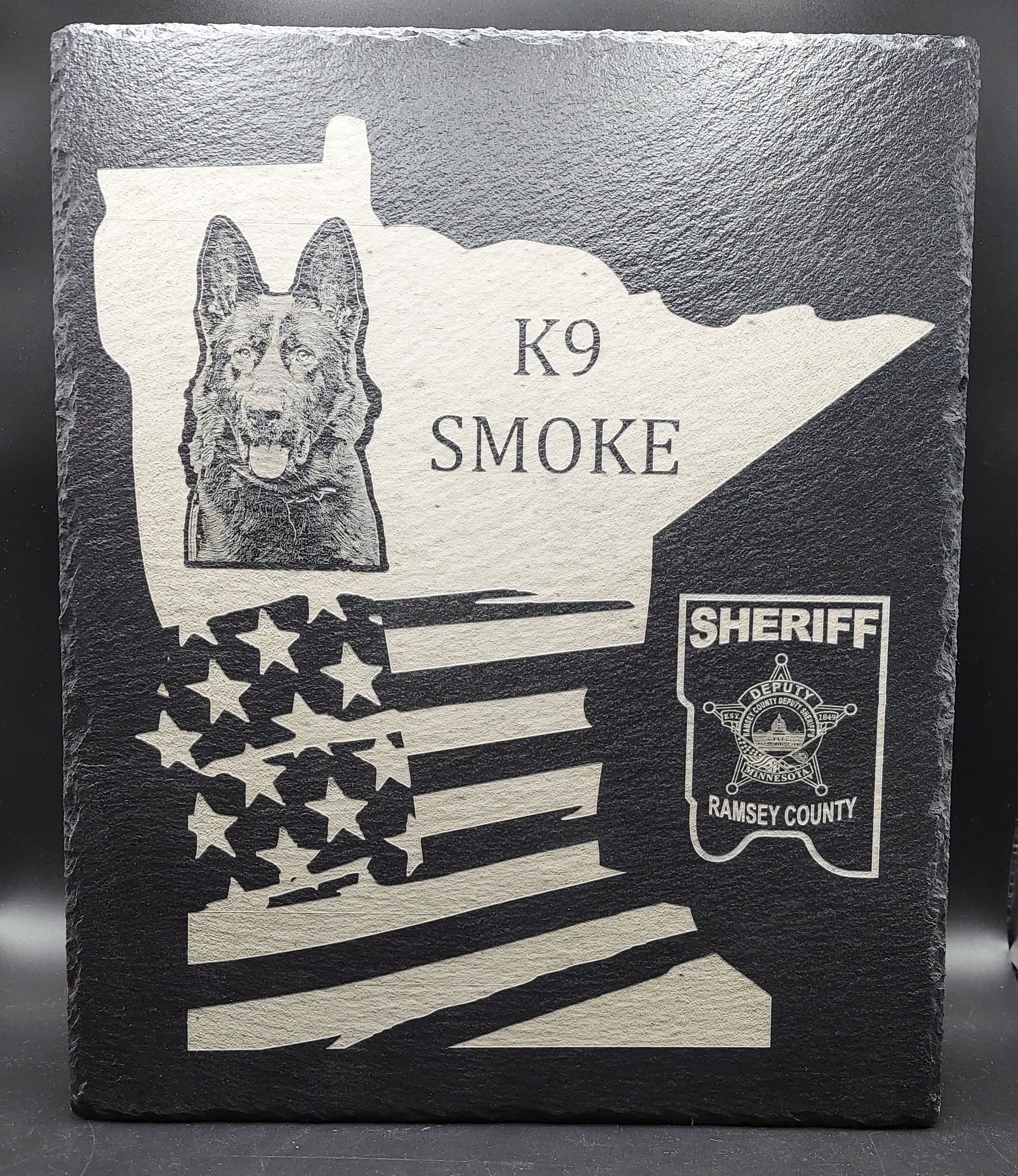 custom laser engraved k9 minnesota plaque