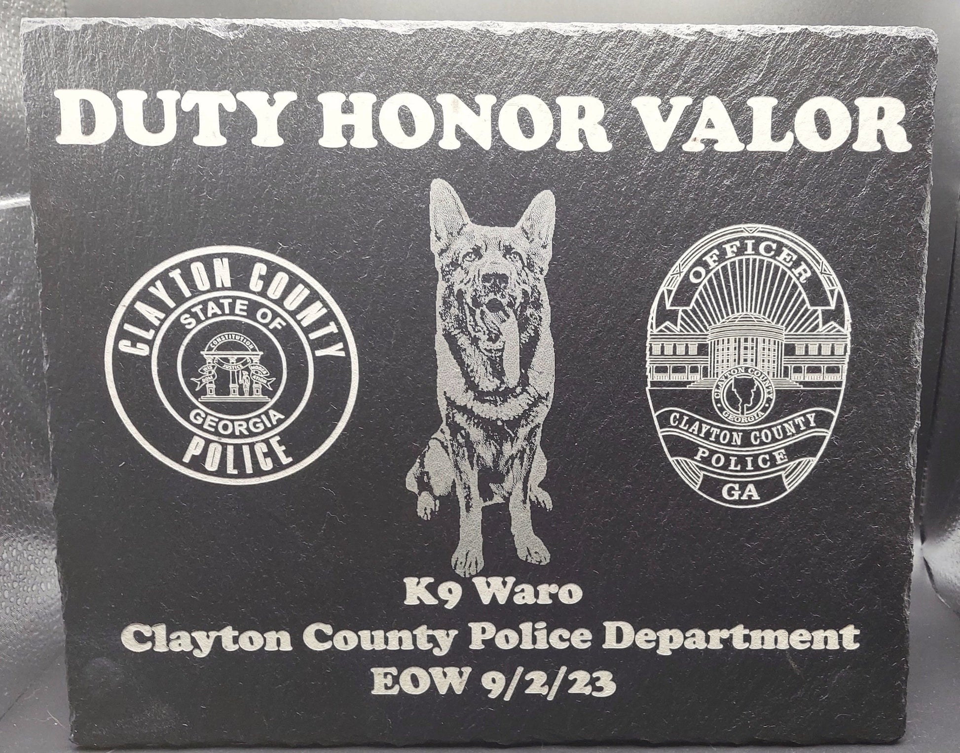 custom laser engraved law enforcement k9 memorial plaque 