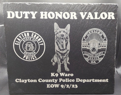 custom laser engraved law enforcement k9 memorial plaque 