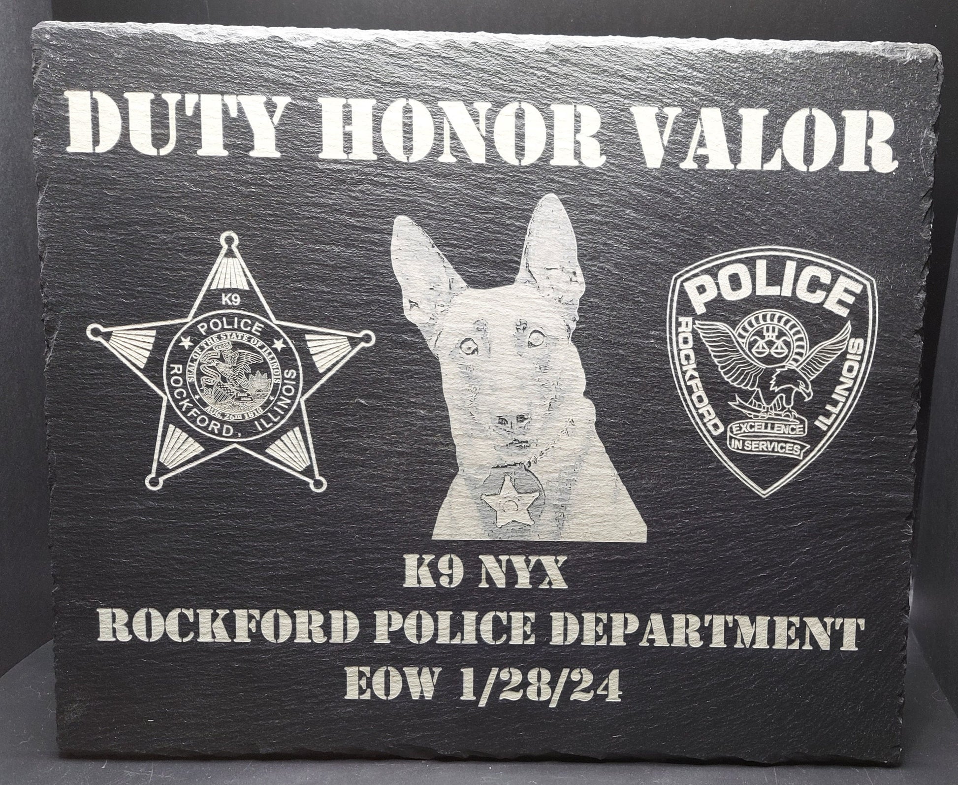 custom laser engraved law enforcement k9 memorial plaque 