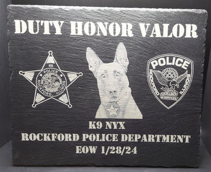 custom laser engraved law enforcement k9 memorial plaque 