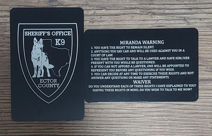 custom laser engraved law enforcement miranda rights card