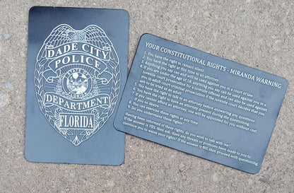 custom laser engraved law enforcement miranda rights card