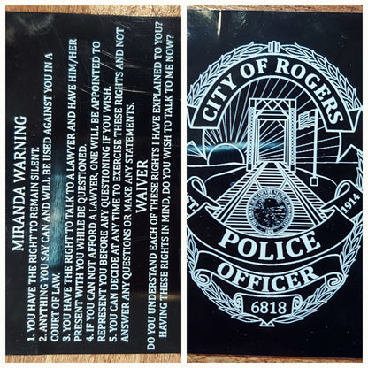 custom laser engraved law enforcement miranda rights card