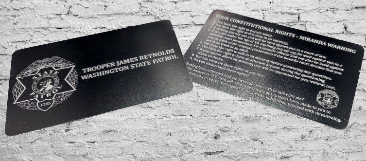 custom laser engraved law enforcement miranda rights card