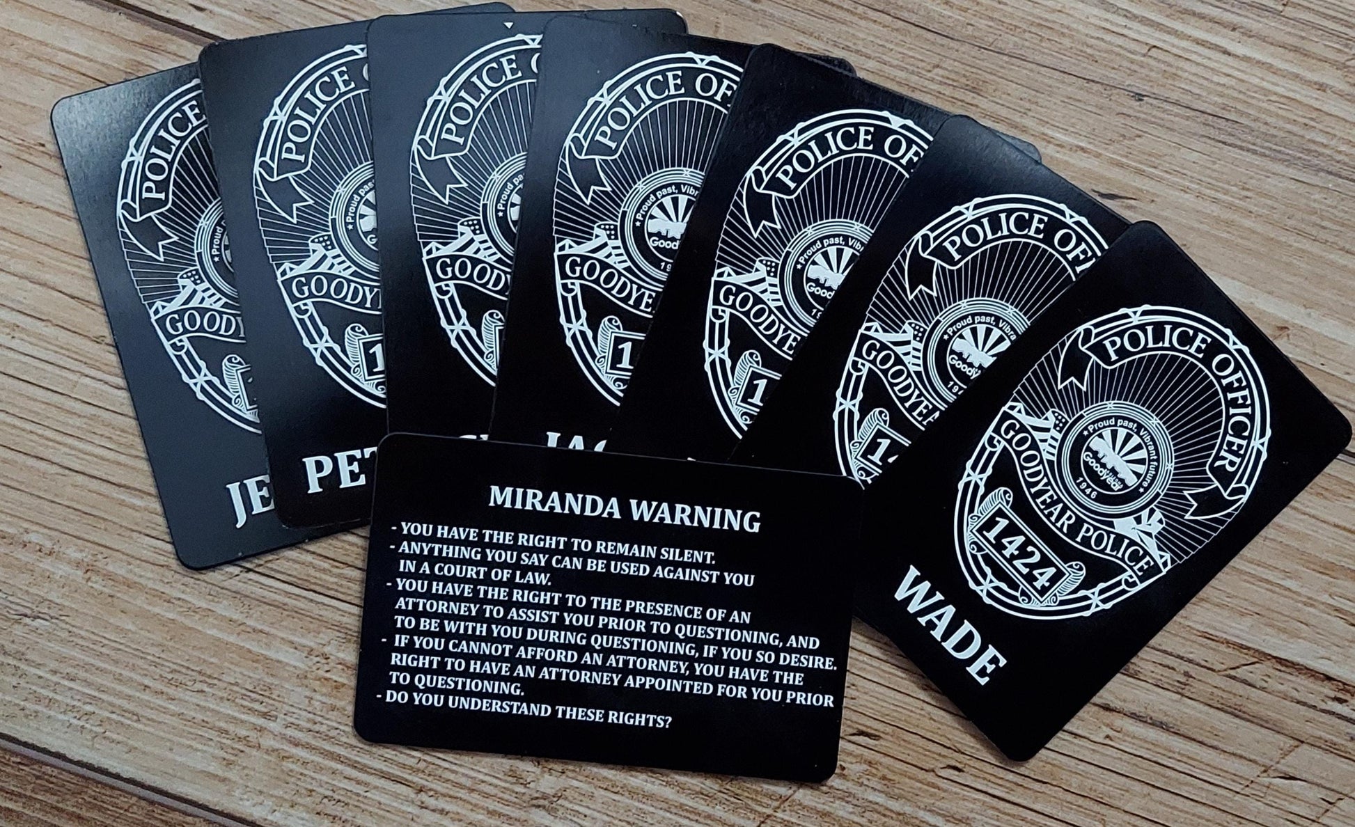 custom laser engraved law enforcement miranda rights card