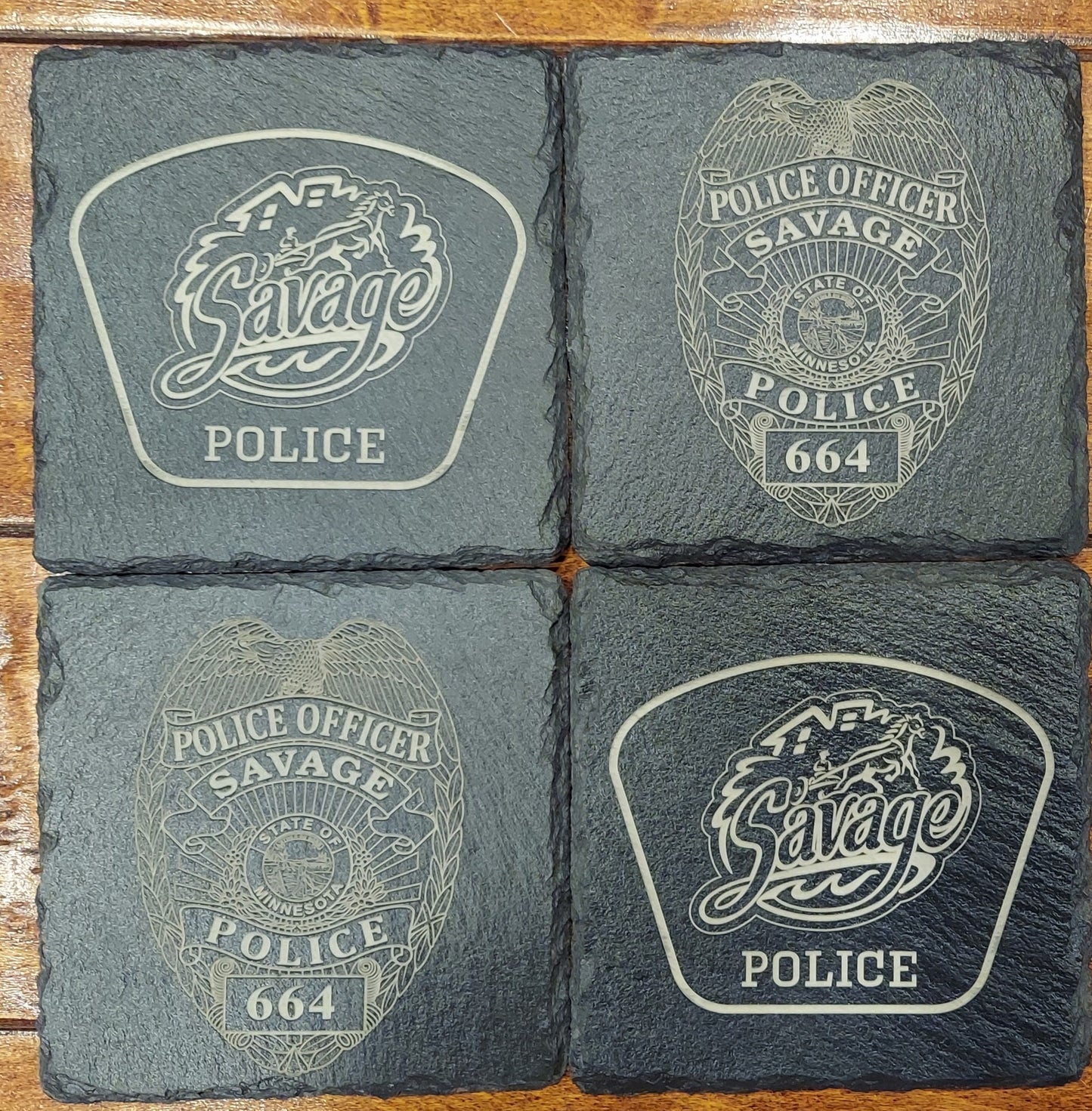 custom laser engraved law enforcement slate coasters