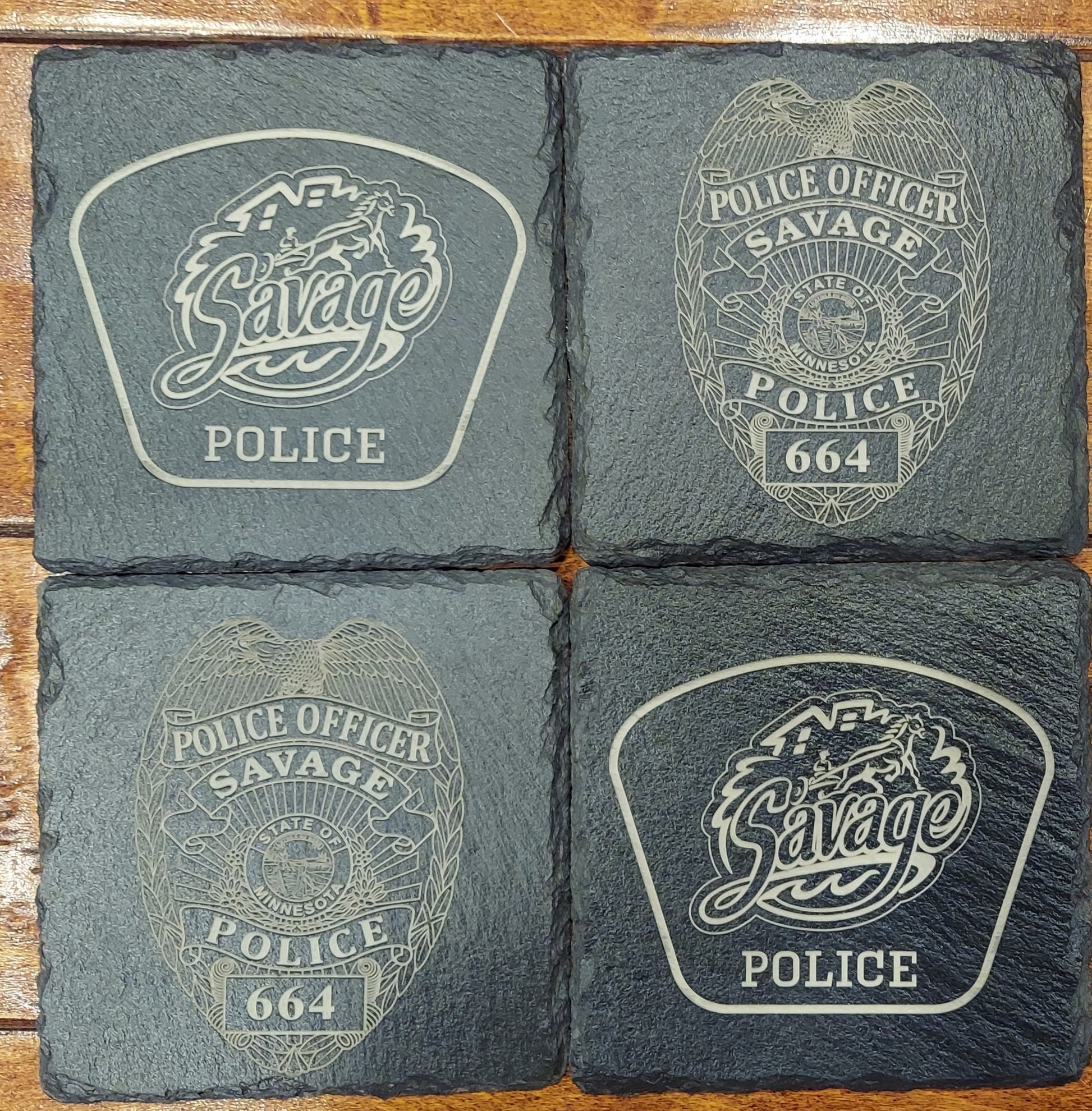 custom laser engraved law enforcement slate coasters
