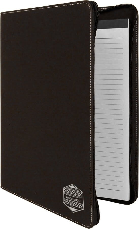 custom laser engraved leatherette portfolio 