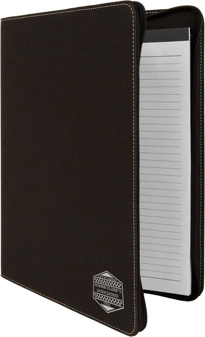 custom laser engraved leatherette portfolio 