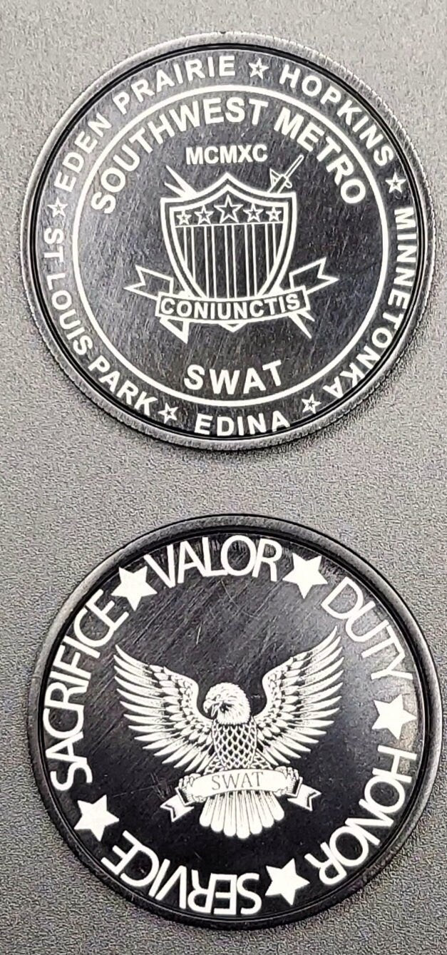 custom laser engraved police SWAT challenge coins