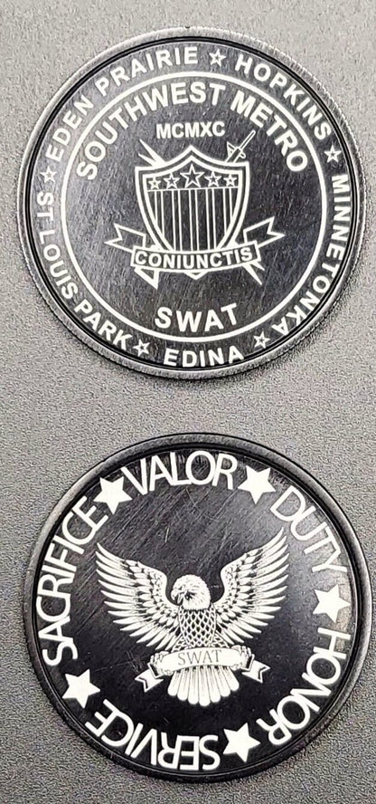 custom laser engraved police SWAT challenge coins