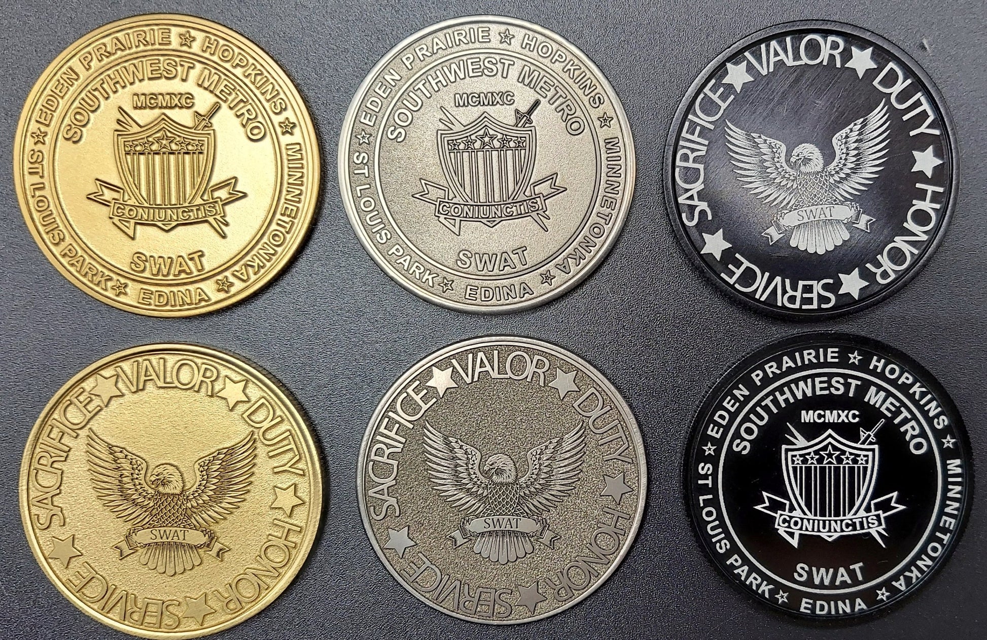 custom laser engraved police SWAT challenge coins