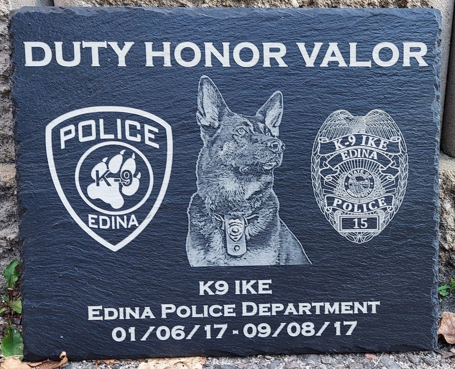custom laser engraved police k9 memorial plaque 
