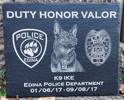 custom laser engraved police k9 memorial plaque 