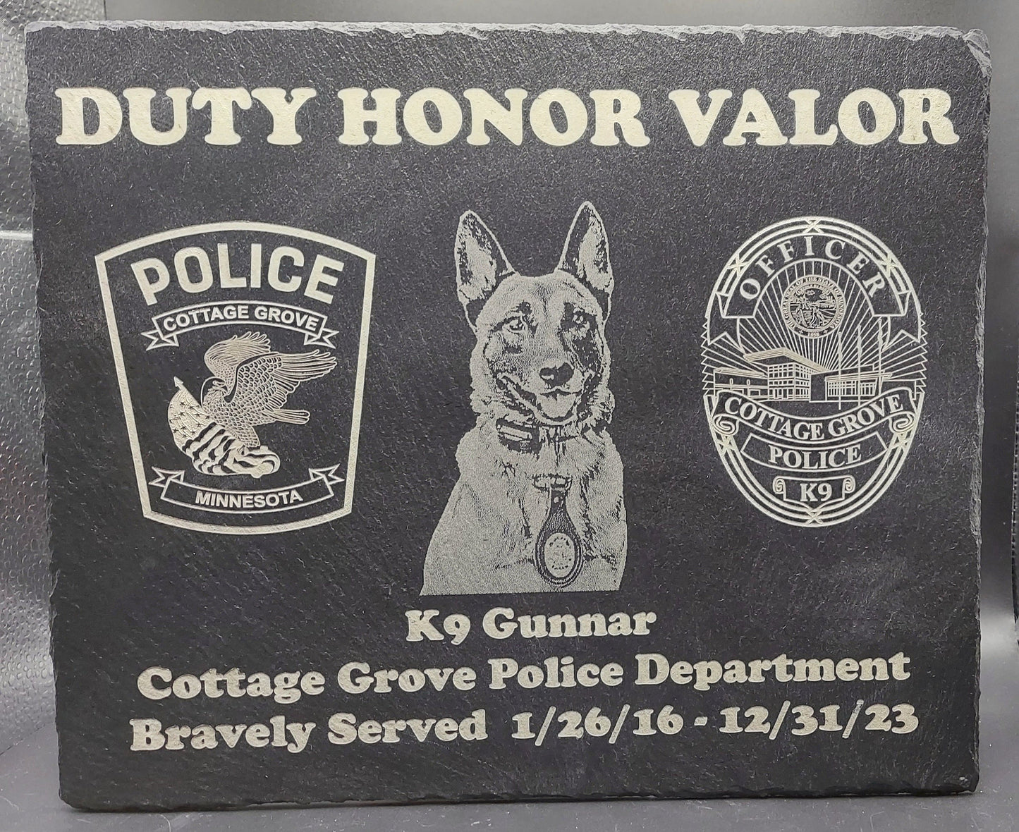 custom laser engraved police k9 memorial plaque 