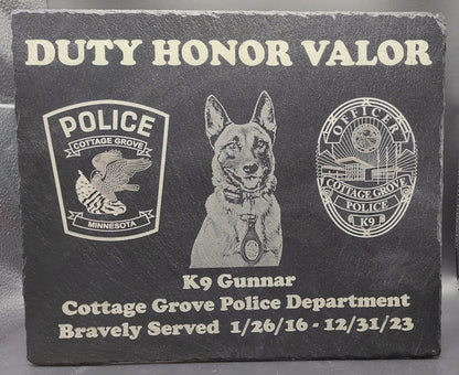 custom laser engraved police k9 memorial plaque 
