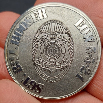 custom laser engraved police officer memorial challenge coin 