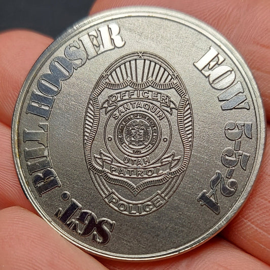 custom laser engraved police officer memorial challenge coin 