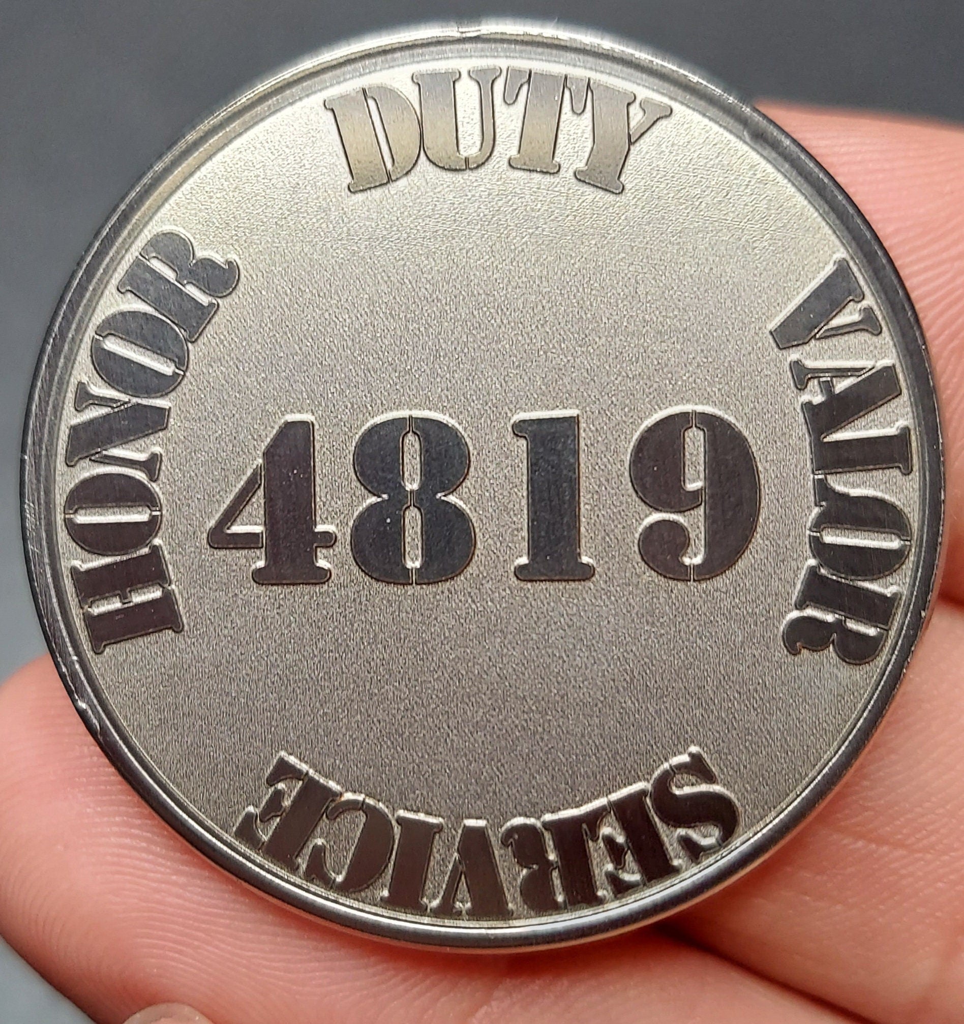 custom laser engraved police officer memorial challenge coin 