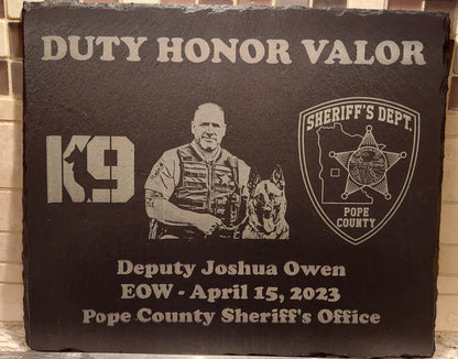 custom laser engraved police officer memorial plaque 