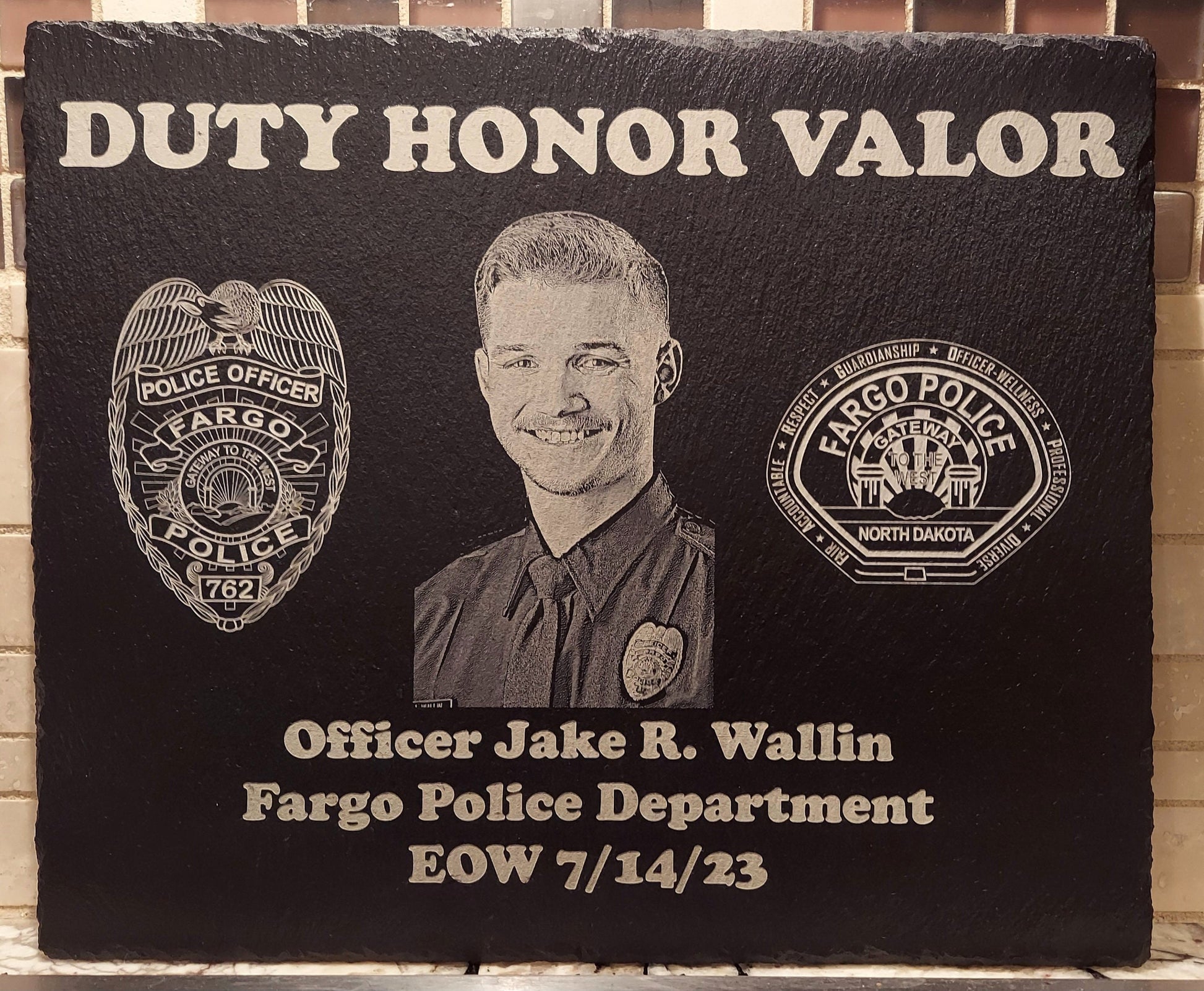 custom laser engraved police officer memorial plaque 