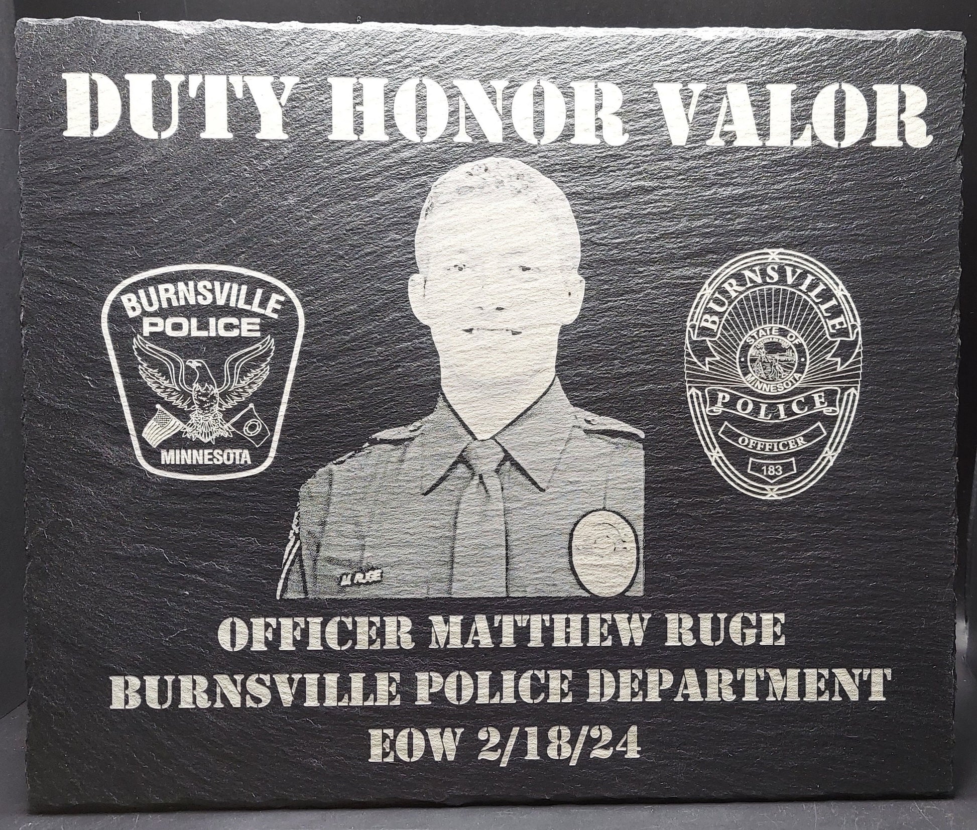 custom laser engraved police officer memorial plaque 