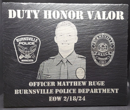 custom laser engraved police officer memorial plaque 