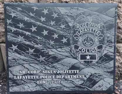 custom laser engraved police officer memorial slate plaque