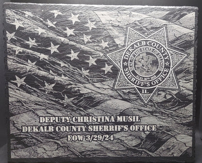custom laser engraved police officer memorial slate plaque