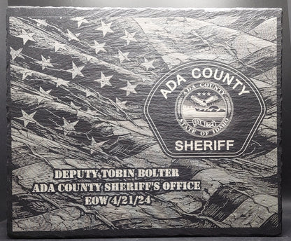 custom laser engraved police officer memorial slate plaque