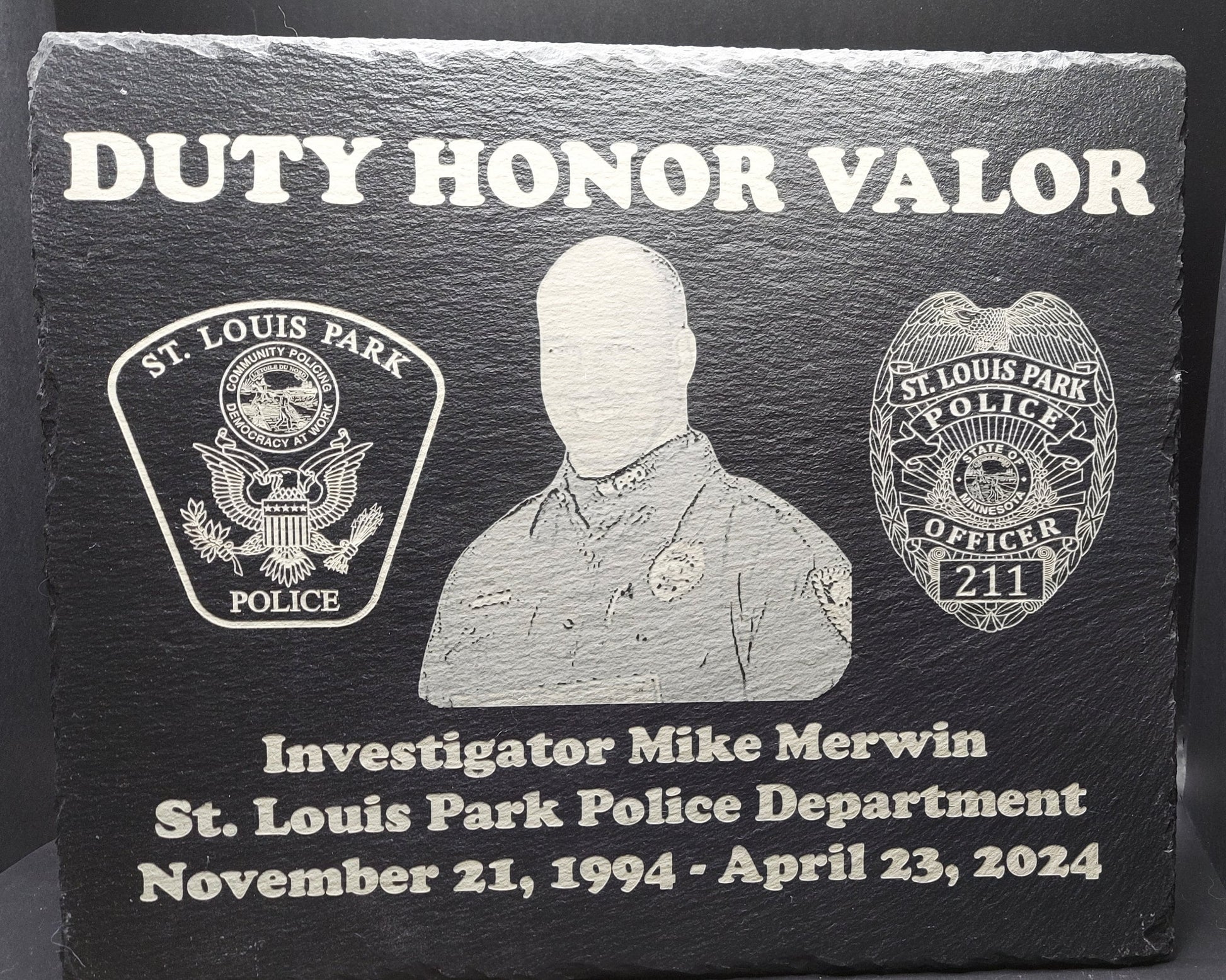 custom laser engraved police officer retirement plaque