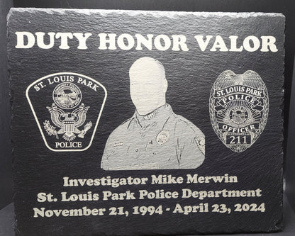 custom laser engraved police officer retirement plaque
