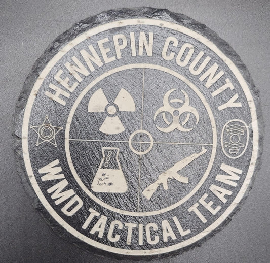 custom laser engraved police swat slate round coaster