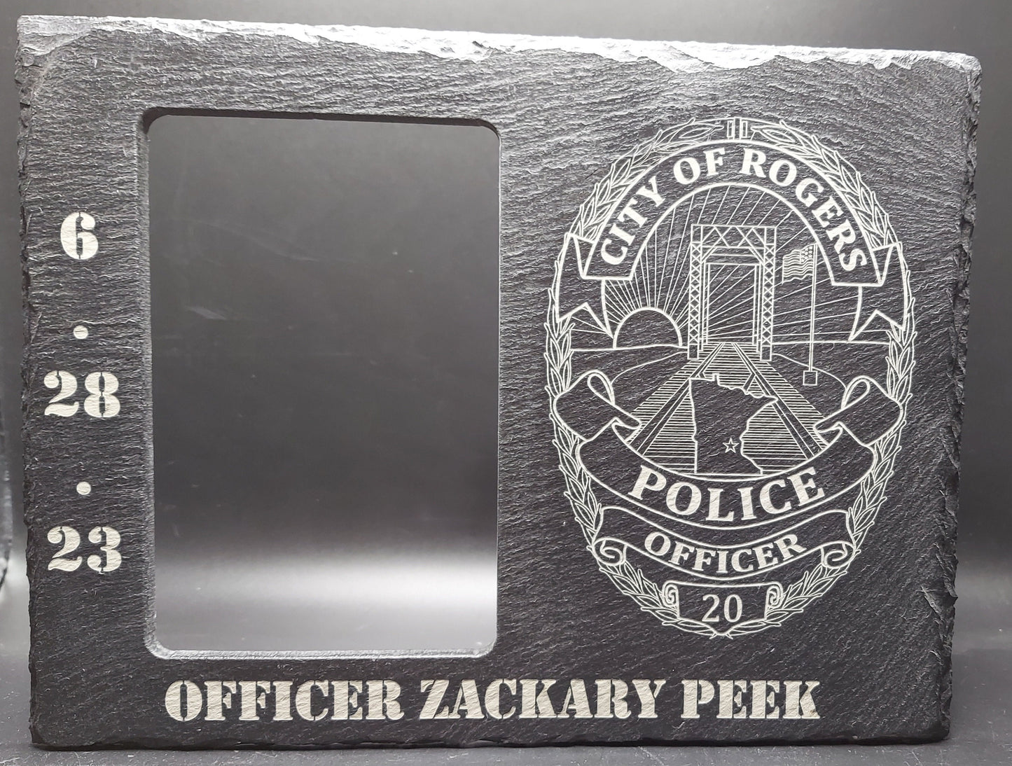 custom laser engraved slate photo frame