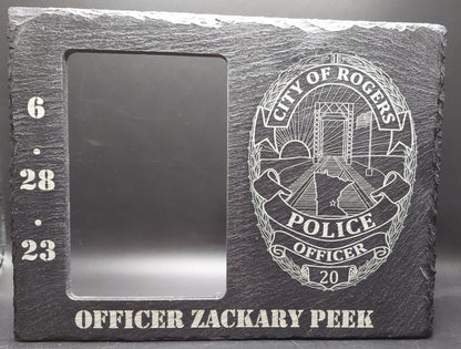 custom laser engraved slate photo frame