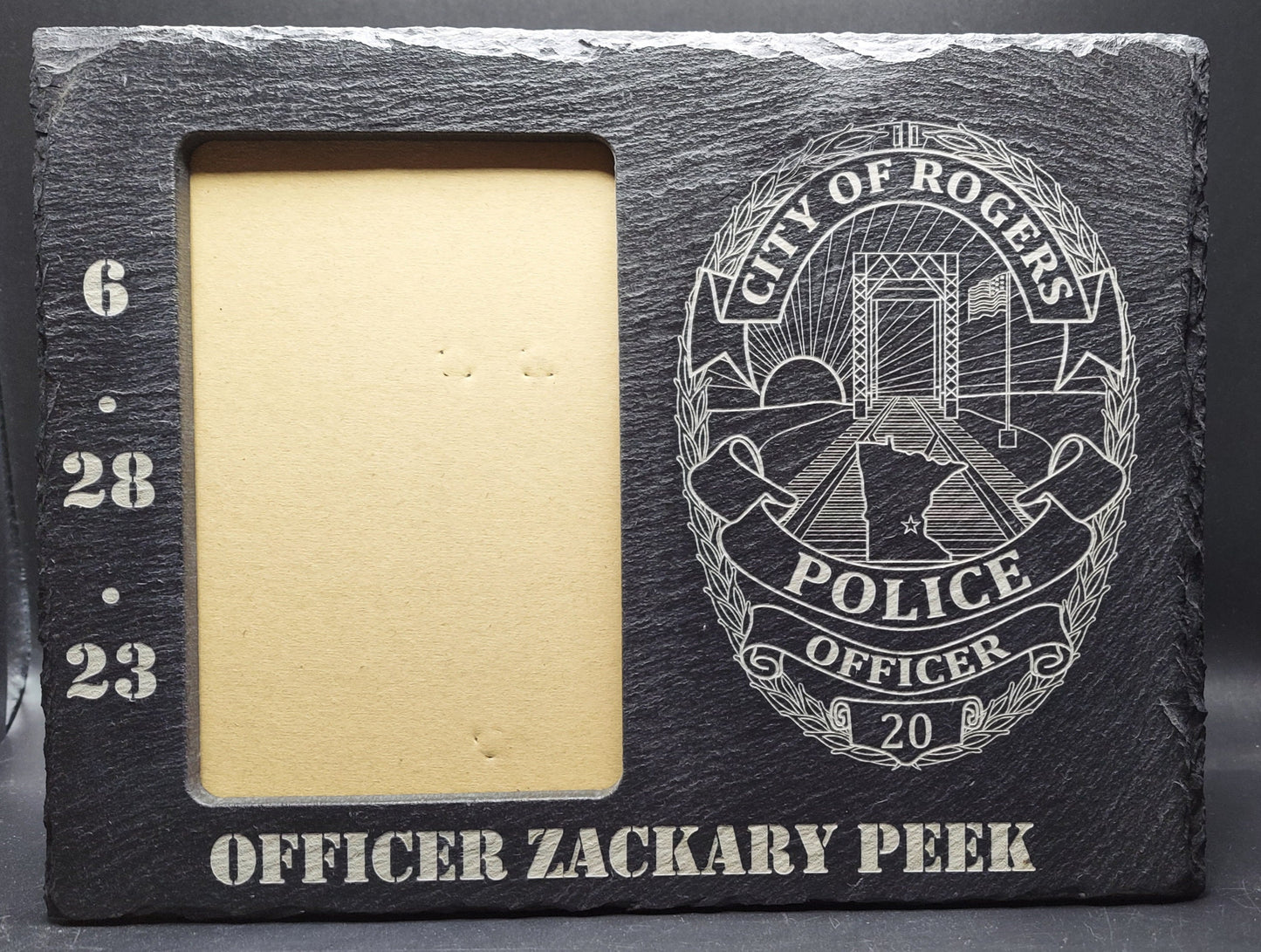 custom laser engraved slate photo frame