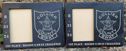 custom laser engraved slate photo frame