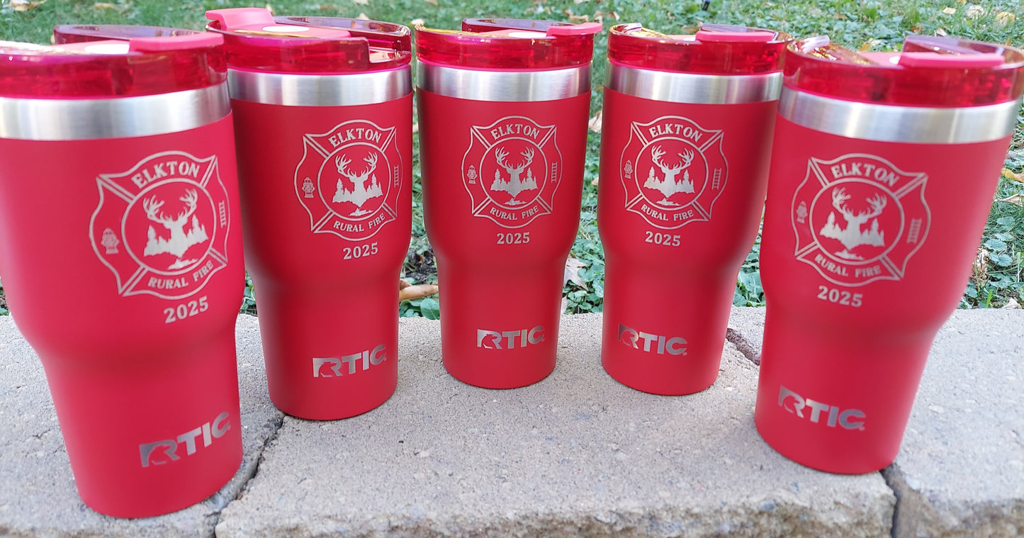 custom laser engraved tumbler firefighter red