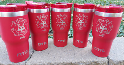 custom laser engraved tumbler firefighter red