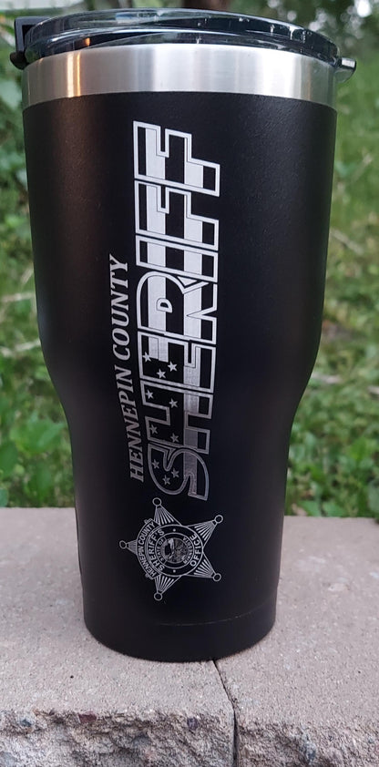 custom laser engraved tumbler squad graphics